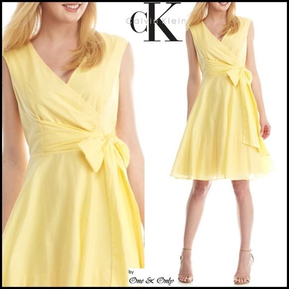 Calvin Klein Dresses & Skirts - Calvin Klein A-line Sleeveless V-Neck Yellow Dress